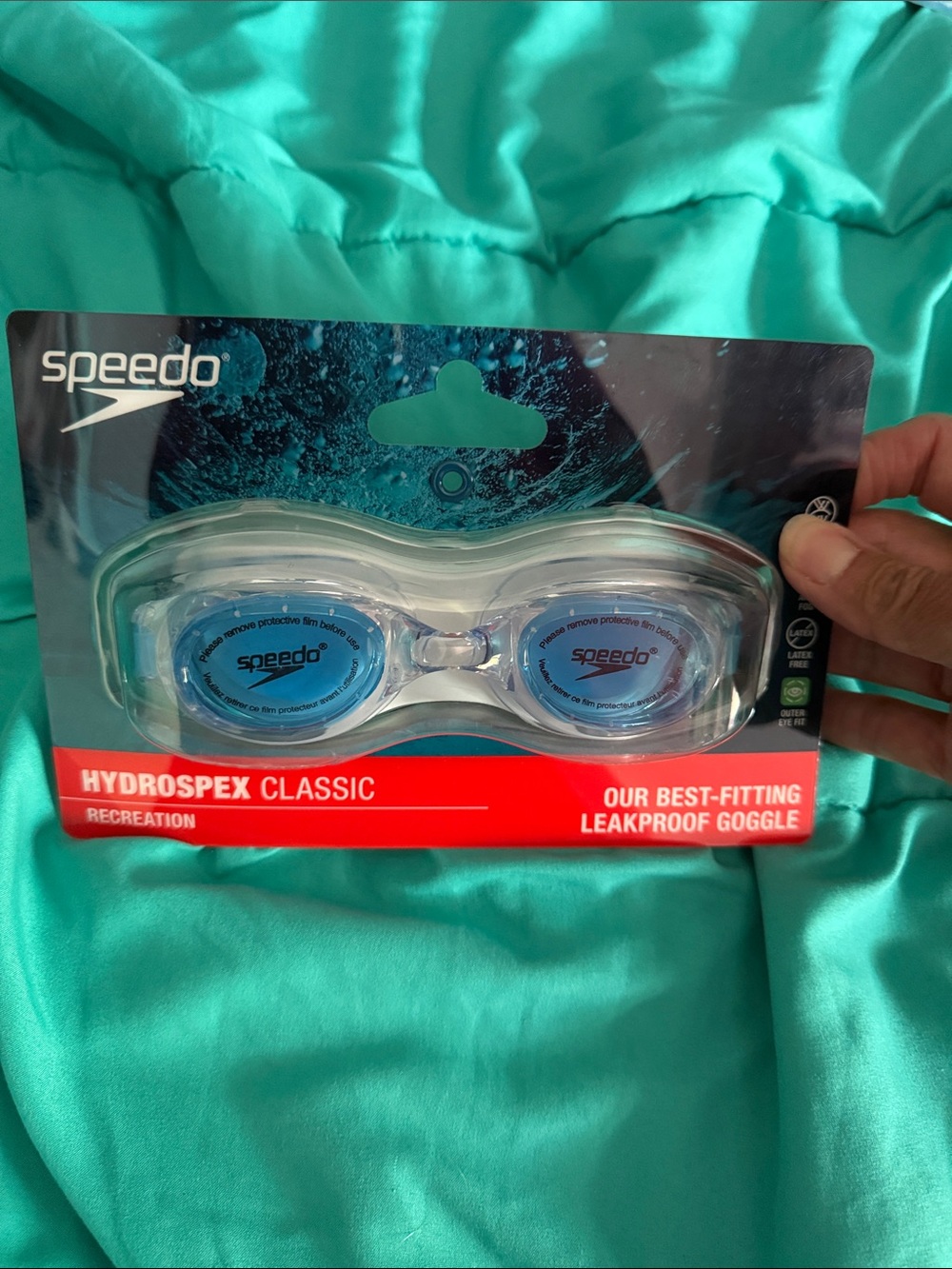 Speedo Hydrospex Classic Swim Goggles - Clear Frame with Light Blue Lenses